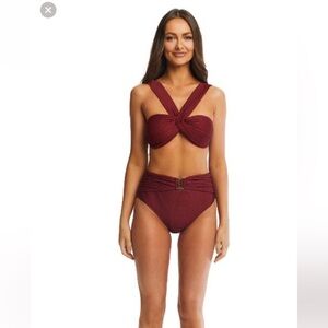 NWT Ribbed bikini with cross twist top s/m